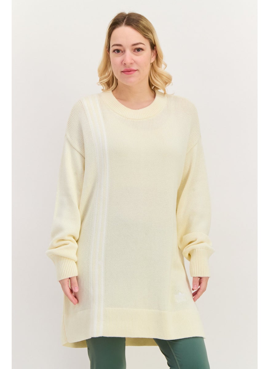 Women Sportswear Fit Long Sleeves Outdoor Sweater, Cream