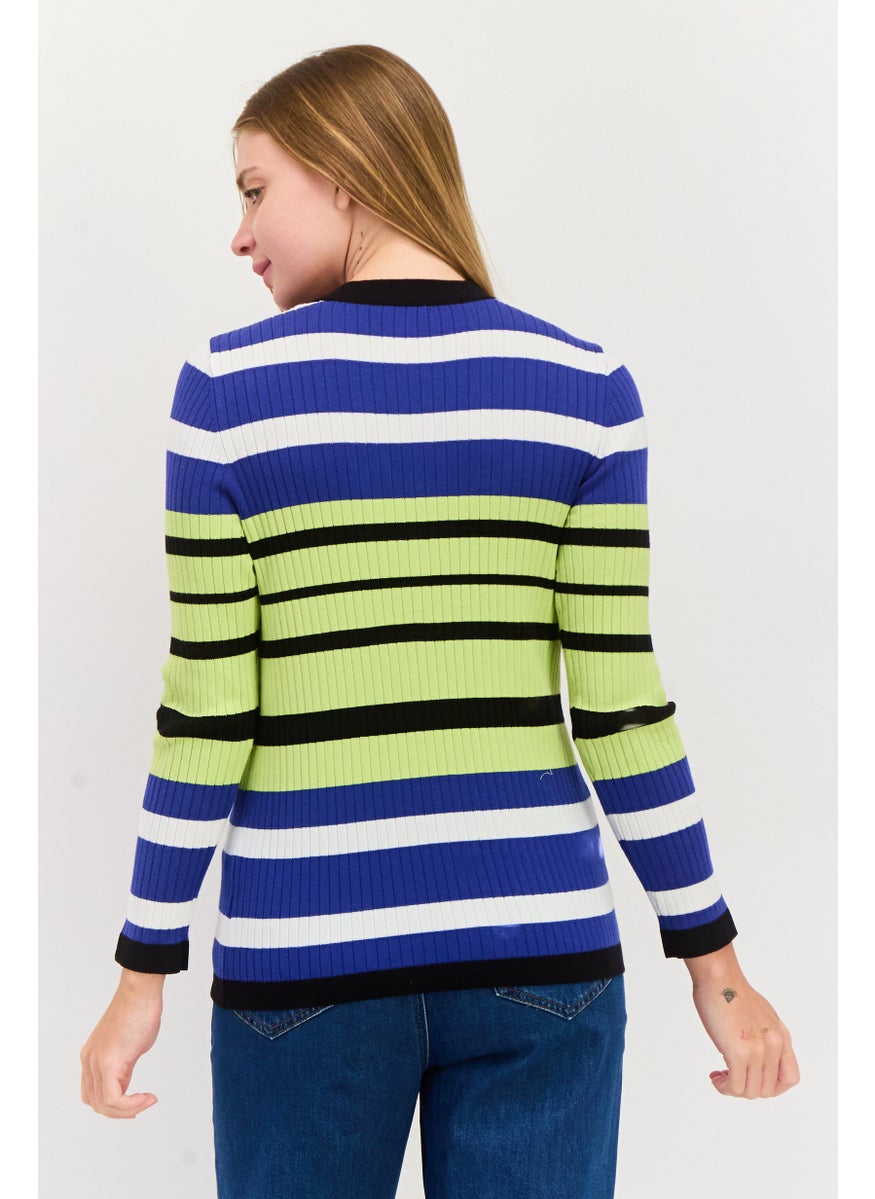 Women V-Neck Textured Cardigan, Blue