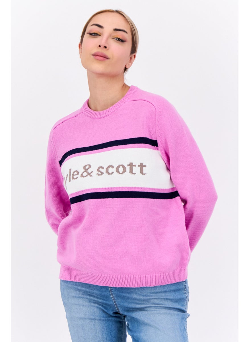 Women Crew Neck Brand Logo Sweater, Lilac