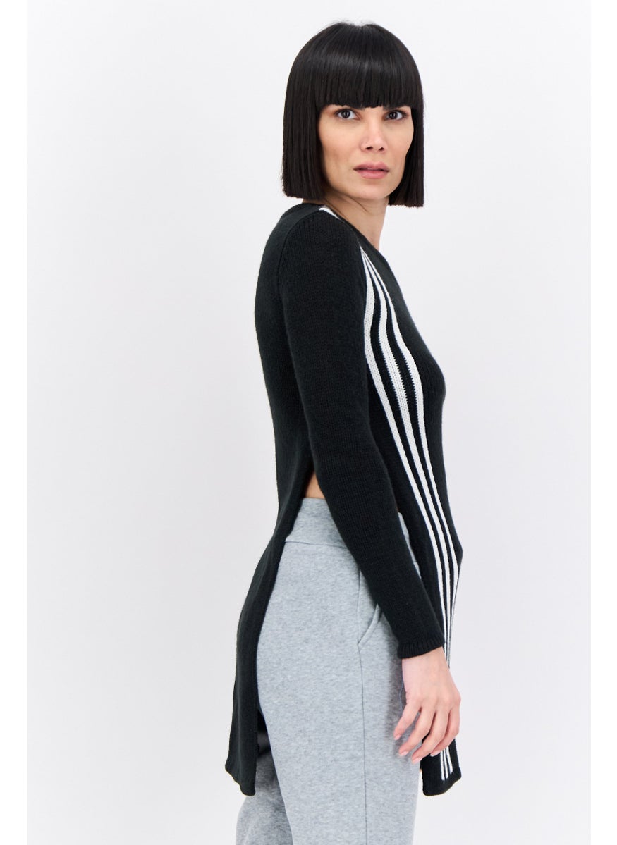 Women Sportwear Fit One Shoulder Outdoor Sweater, Black
