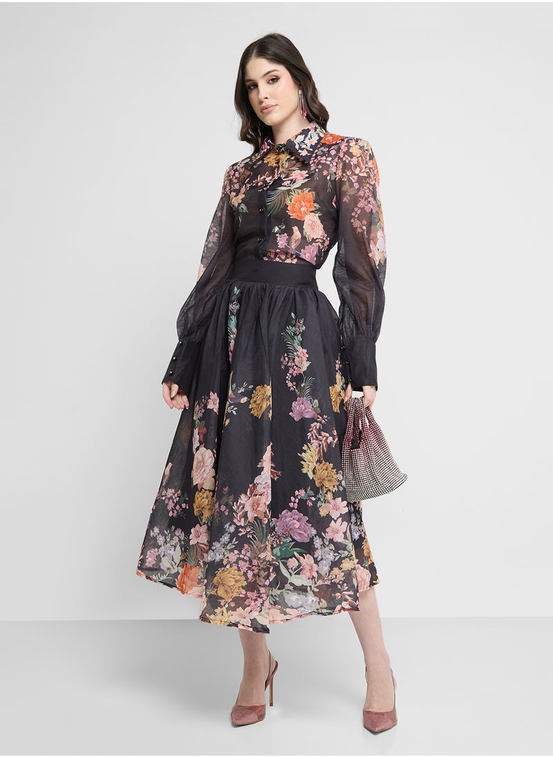 Floral Print Top & Skirt Set