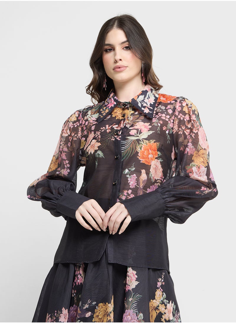 Floral Print Top & Skirt Set