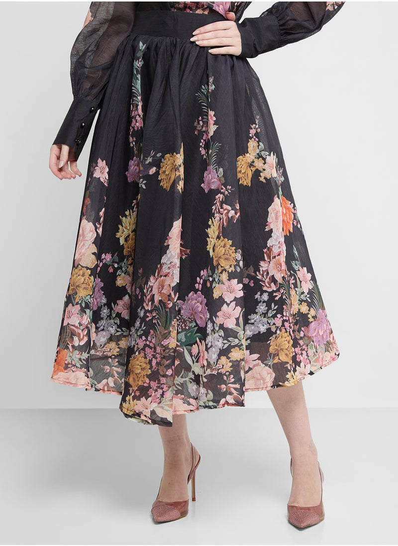 Floral Print Top & Skirt Set