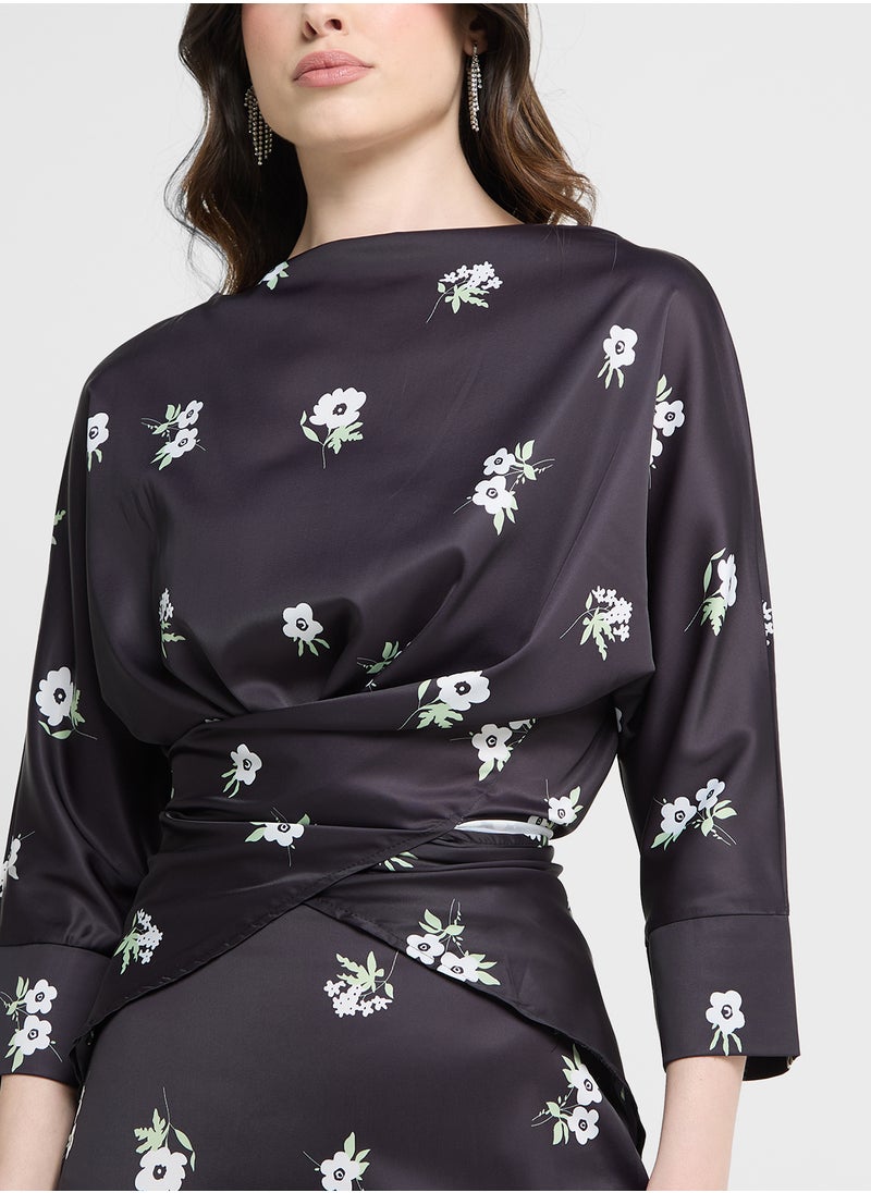 Floral Print Top & Skirt Set