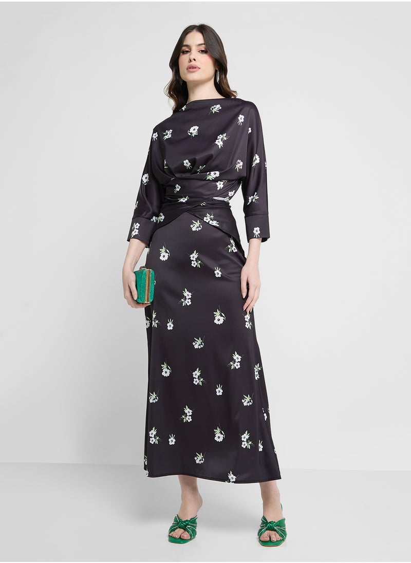 Floral Print Top & Skirt Set