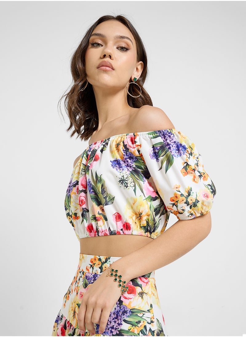 Off Shoulder Printed Top & Skirtset