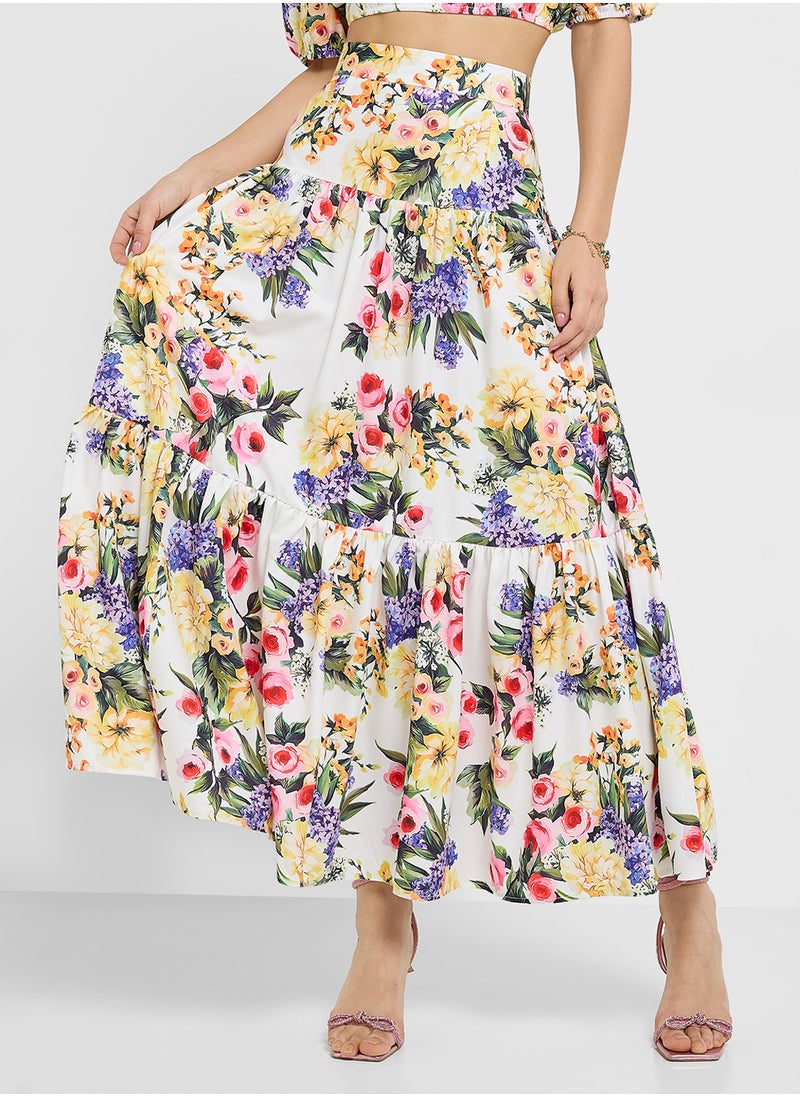 Off Shoulder Printed Top & Skirtset