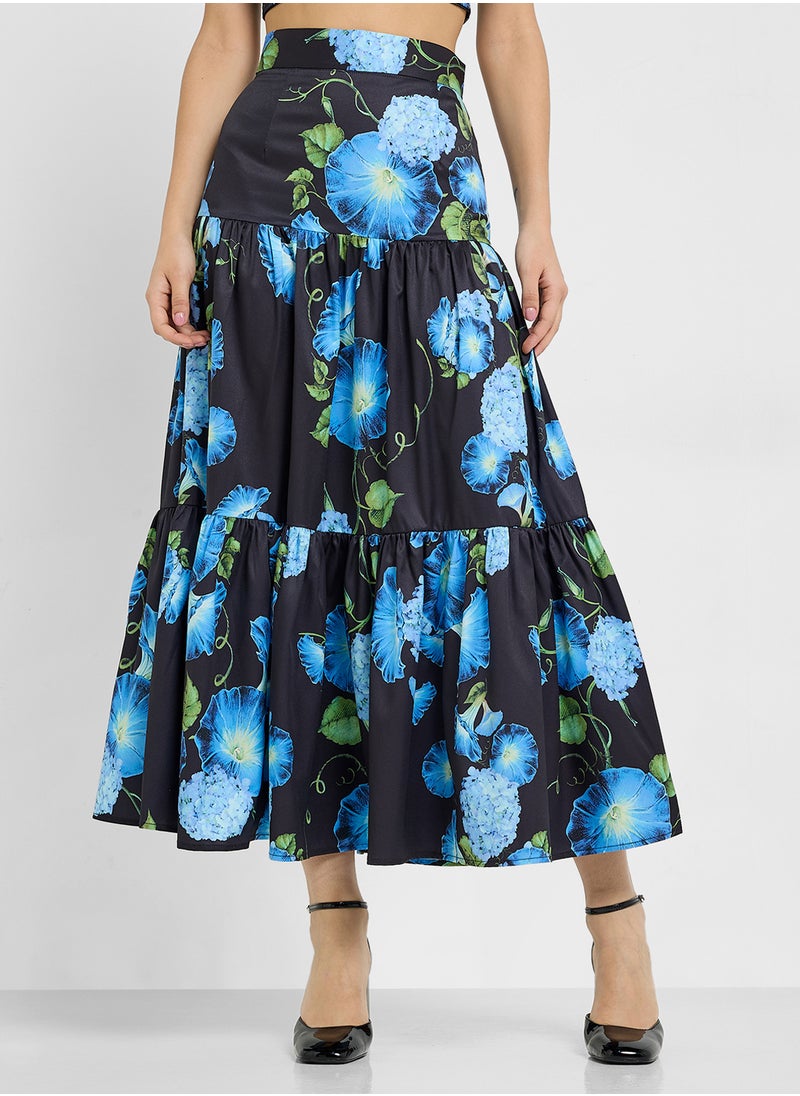 Floral Print Top & Skirt Set