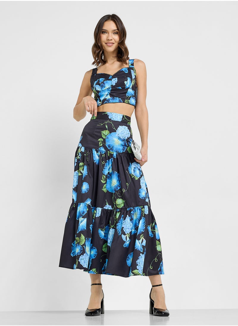 Floral Print Top & Skirt Set