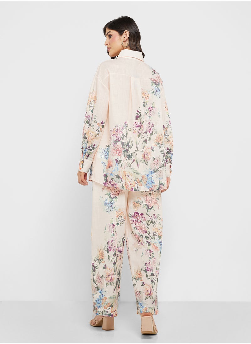 Floral Print Top & Pants Set