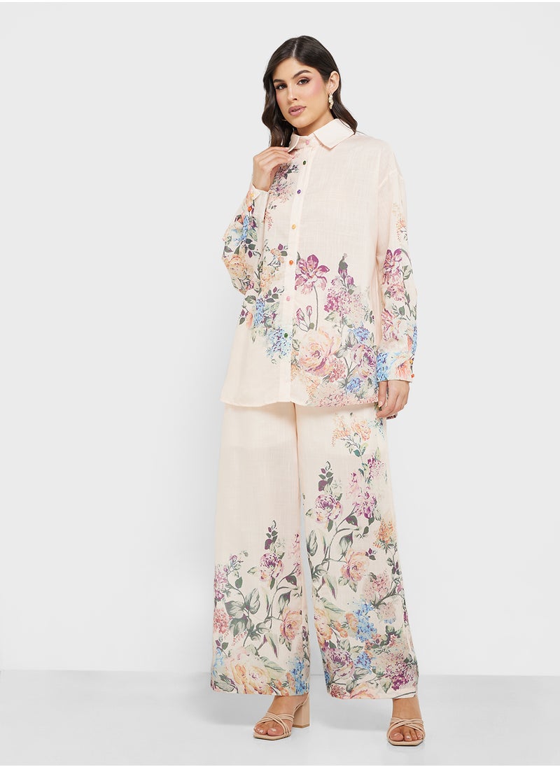 Floral Print Top & Pants Set