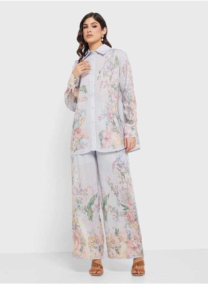 Floral Print Top & Pants Set
