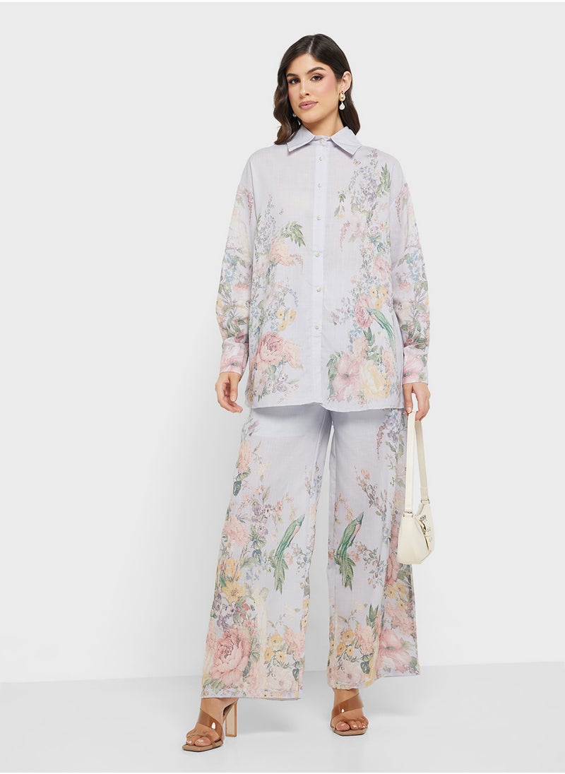 Floral Print Top & Pants Set