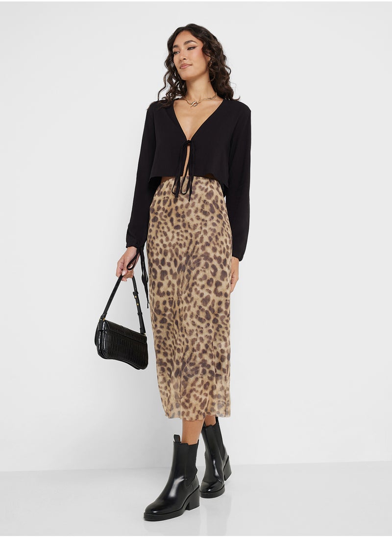 Leopard Print Column Skirt