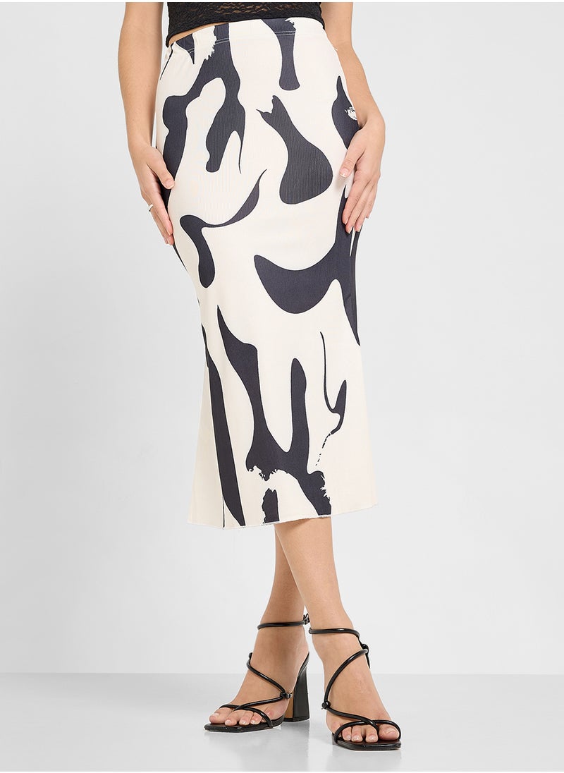 Monochrome Plisse Midi Skirt