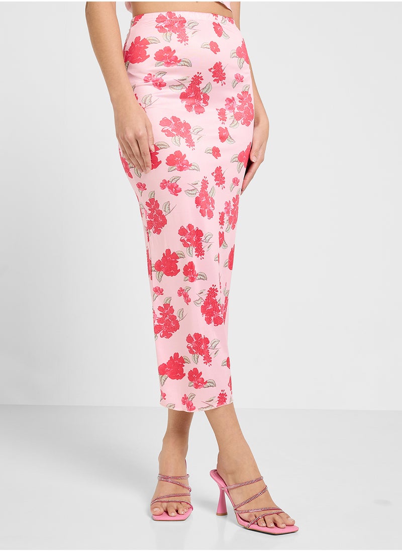 Cami Floral Mesh Crop Top & Maxi Skirt Co-Ord Set