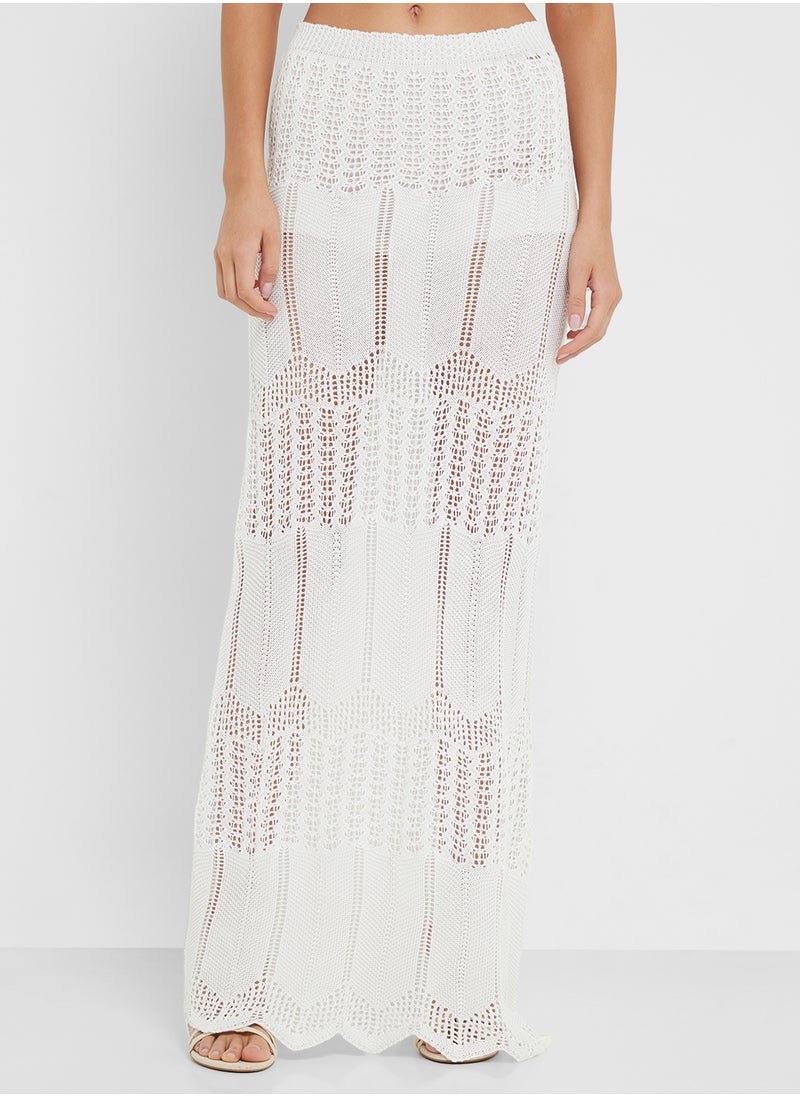 Halter Neck Knitted Crochet Top & Skirt Co-Ord Set