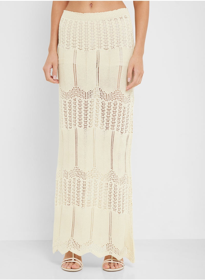 Halter Neck Knitted Crochet Top & Skirt Co-Ord Set