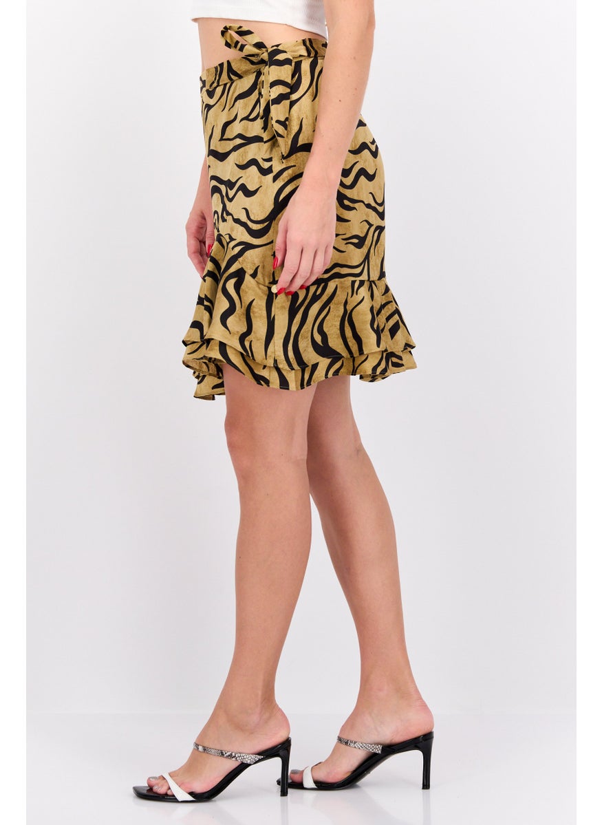 Women Animal Print Mini Skirt, Multicolor