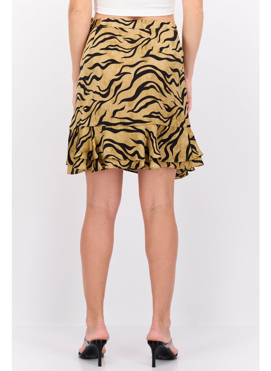 Women Animal Print Mini Skirt, Multicolor