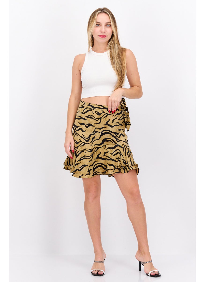 Women Animal Print Mini Skirt, Multicolor