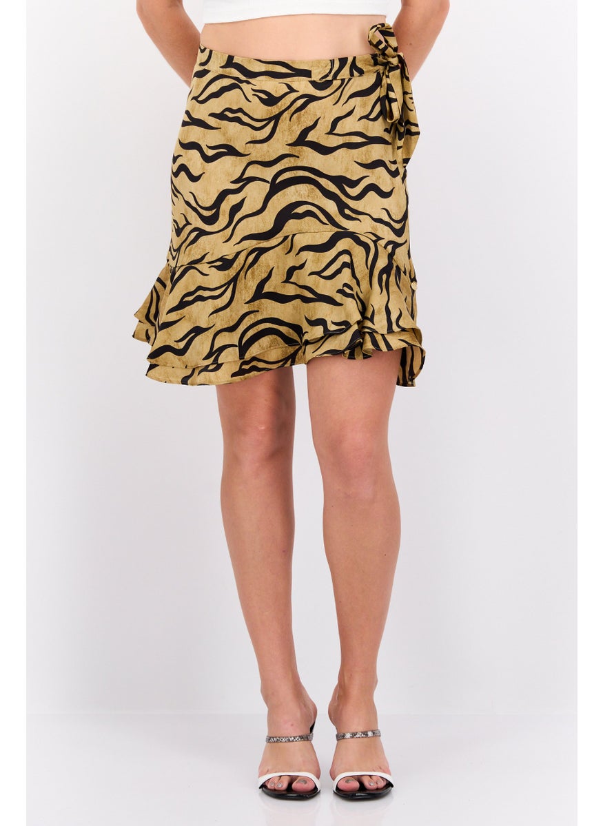 Women Animal Print Mini Skirt, Multicolor