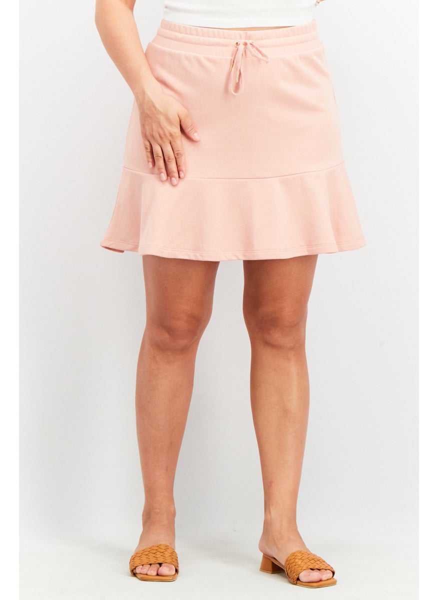 Women Petite Solid Mini Skirt, Pink