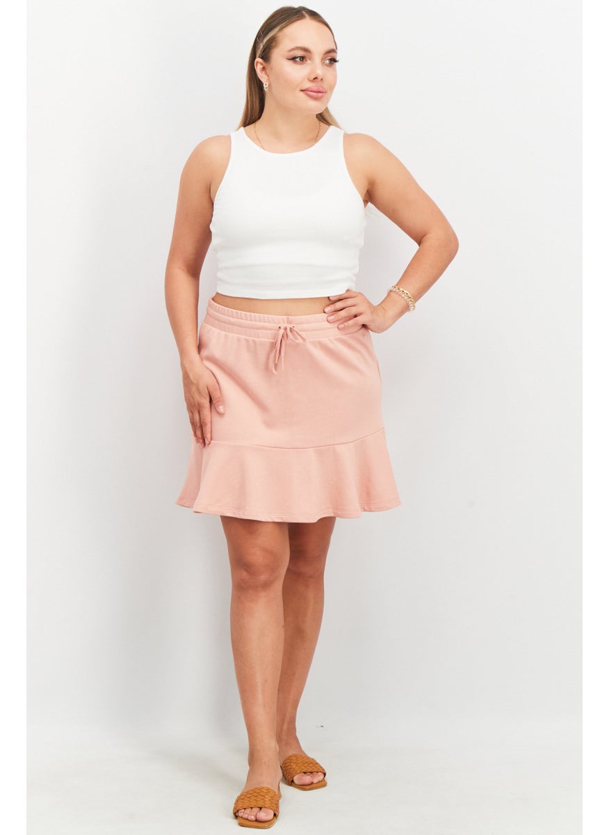 Women Petite Solid Mini Skirt, Pink