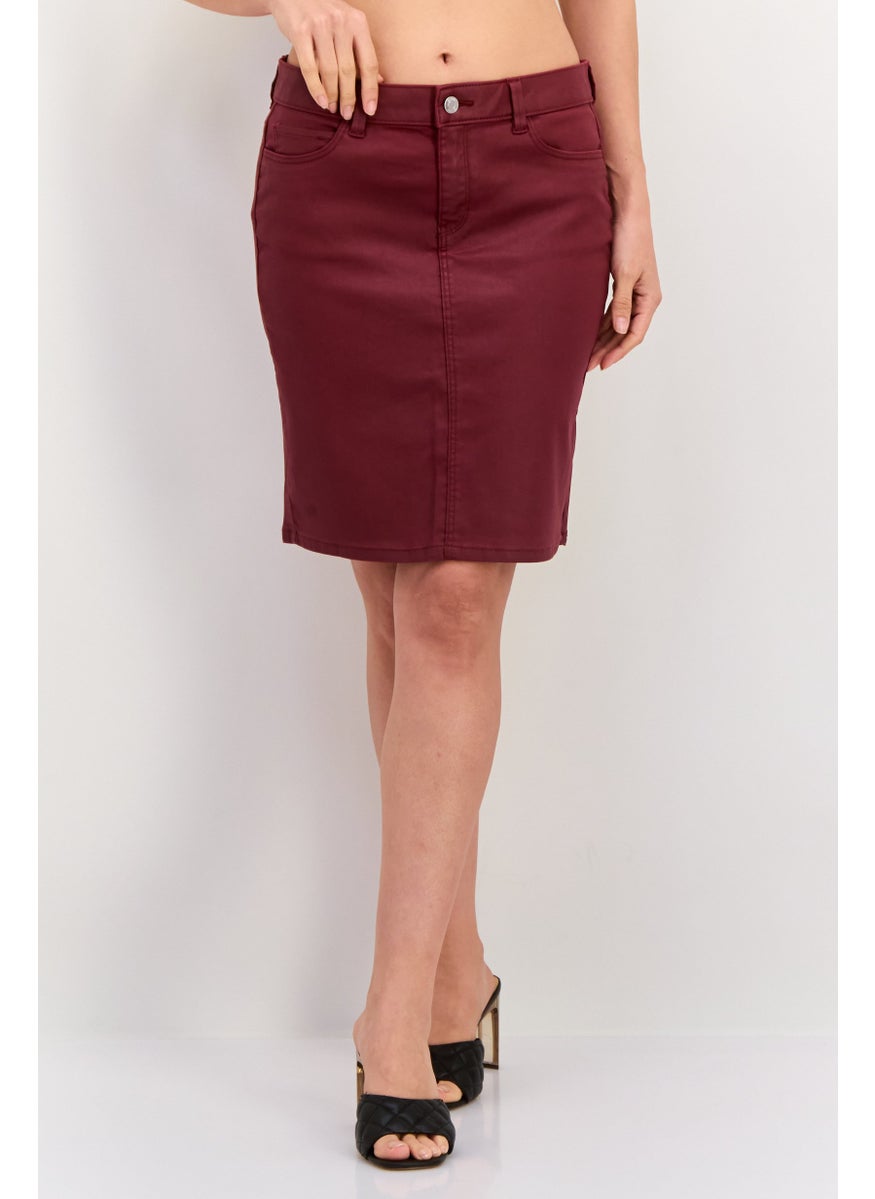 Women Solid Mini Skirt, Maroon
