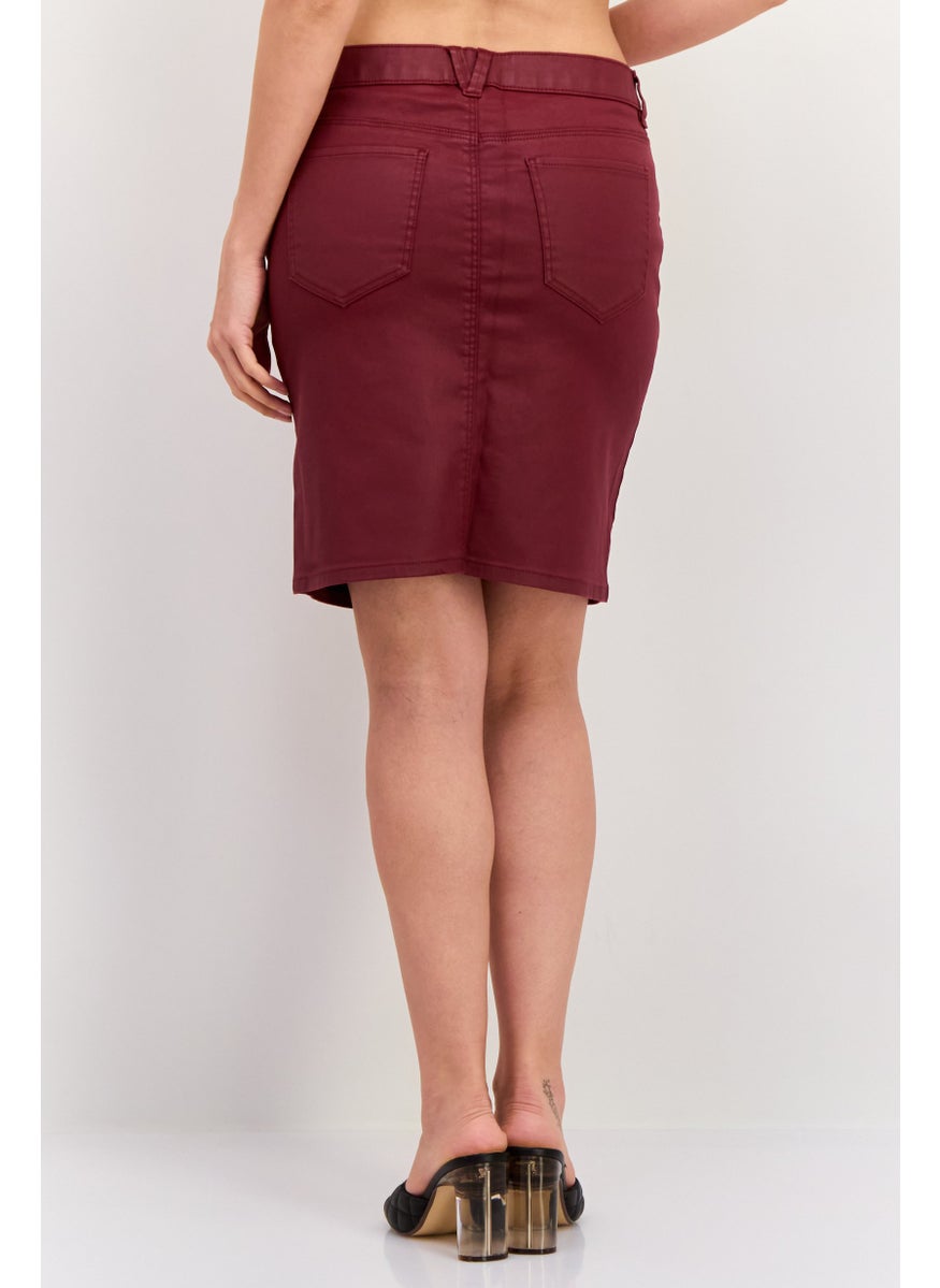 Women Solid Mini Skirt, Maroon
