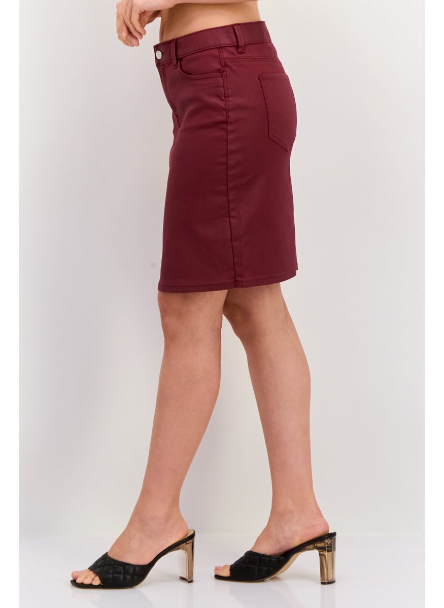 Women Solid Mini Skirt, Maroon