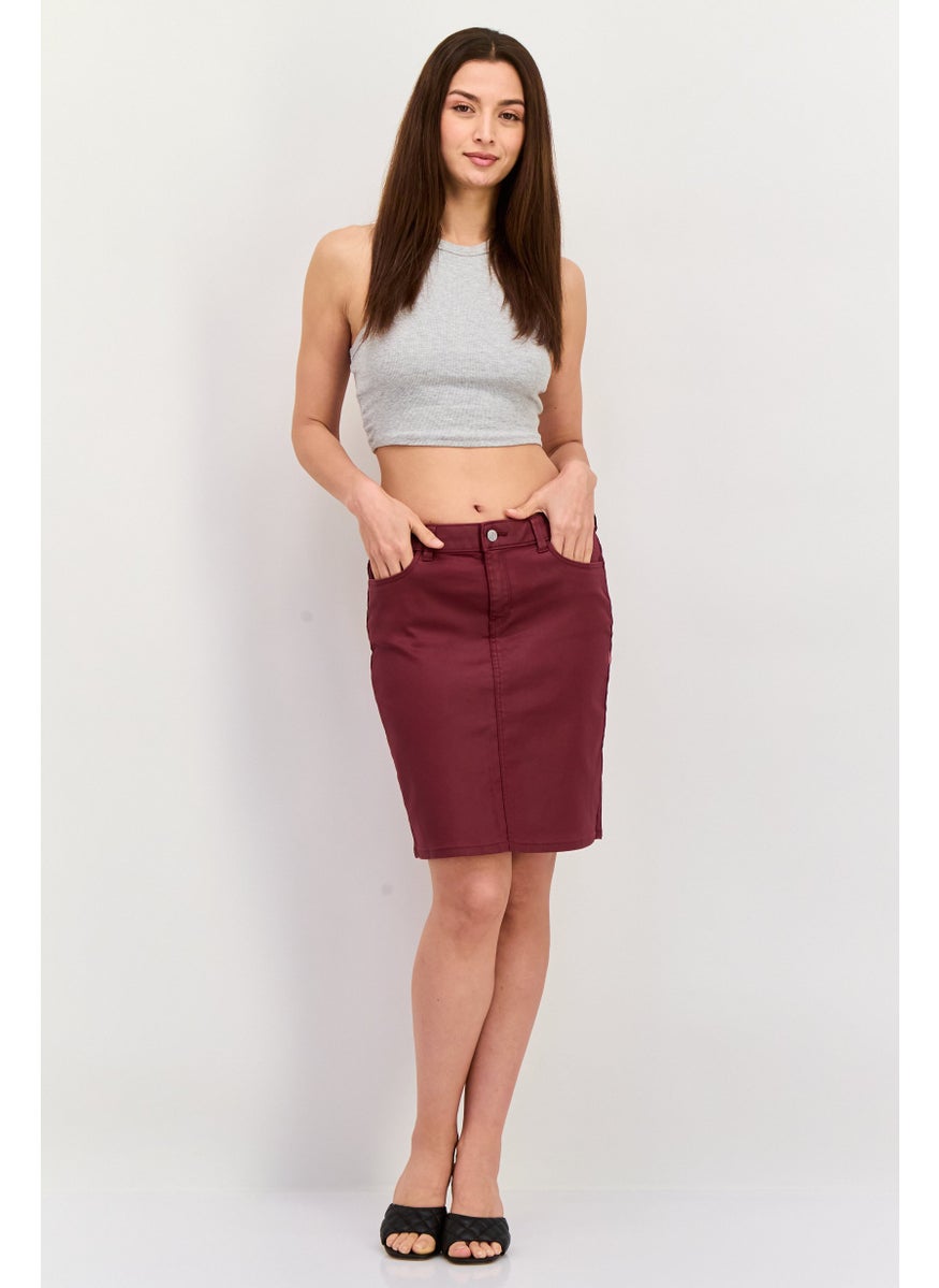 Women Solid Mini Skirt, Maroon