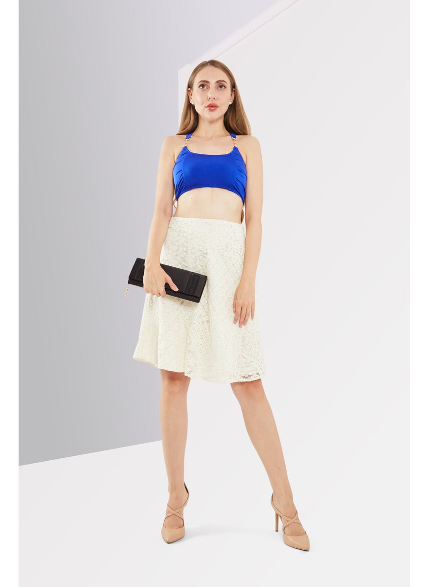 Women Lace Mini Skirt, Cream