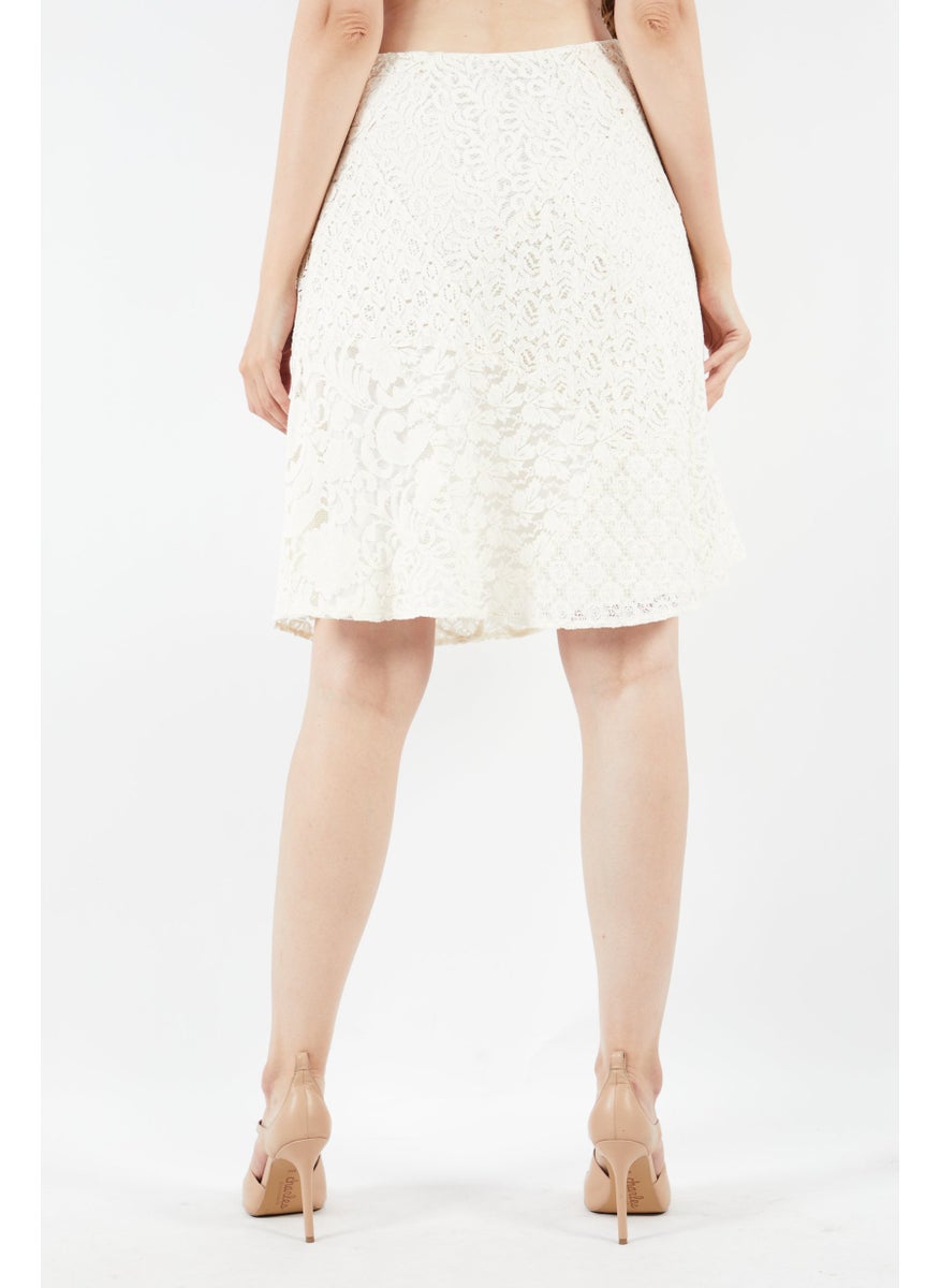 Women Lace Mini Skirt, Cream
