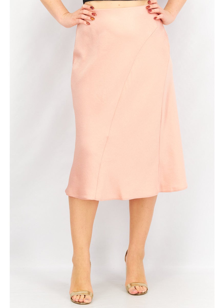 Women Textured Midi Dress, Rose Tan