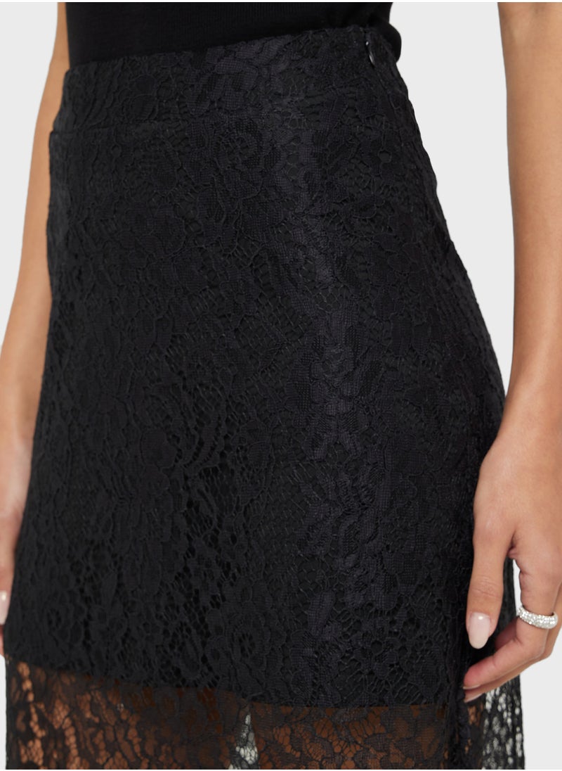 Lace Detail A Line Maxi Skirt