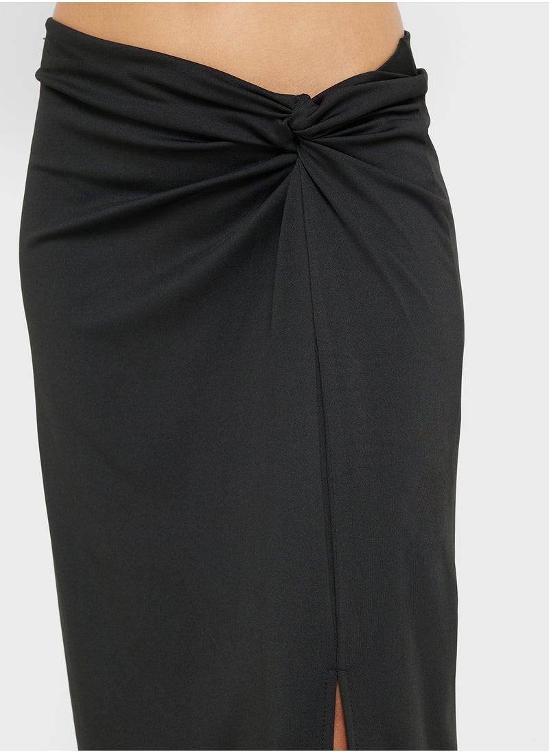 Knotted Waist Detail Jersey Maxi Skirt