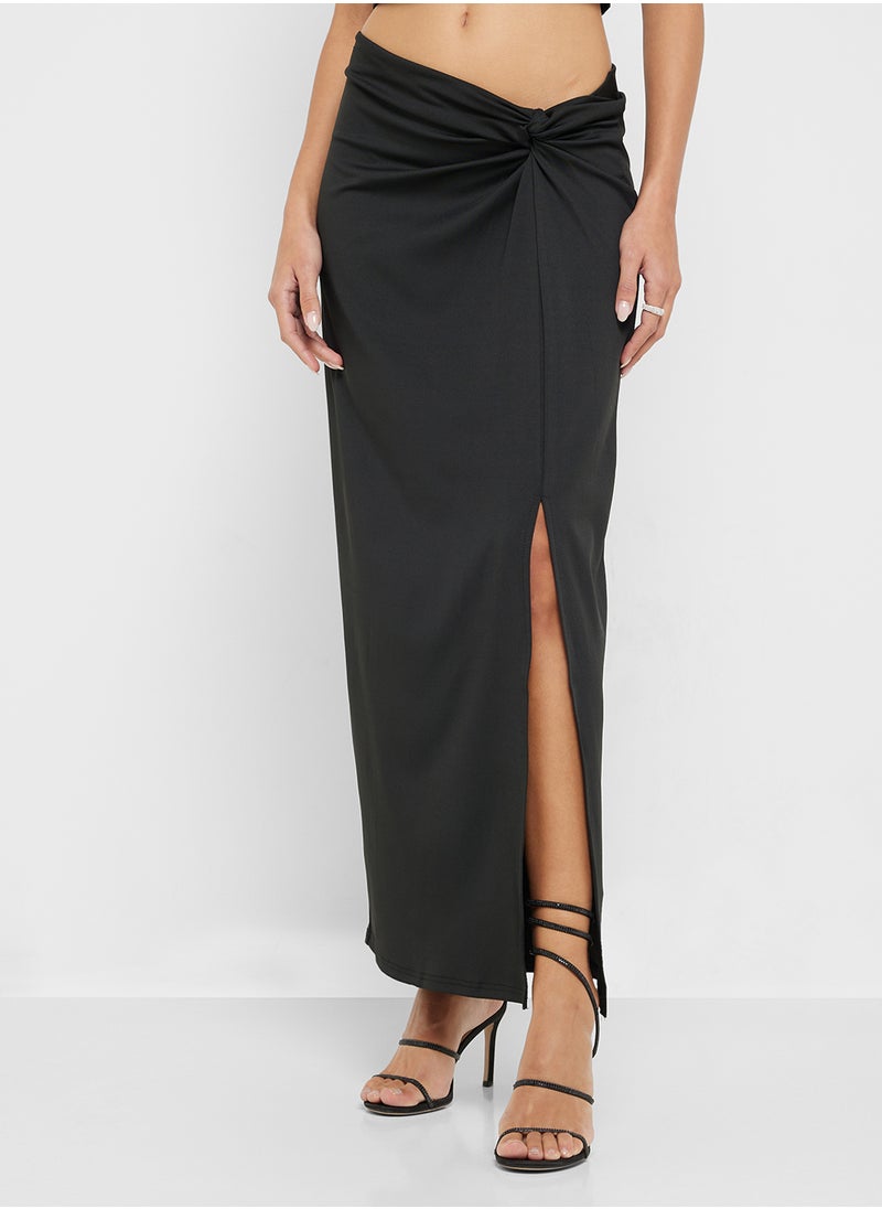 Knotted Waist Detail Jersey Maxi Skirt