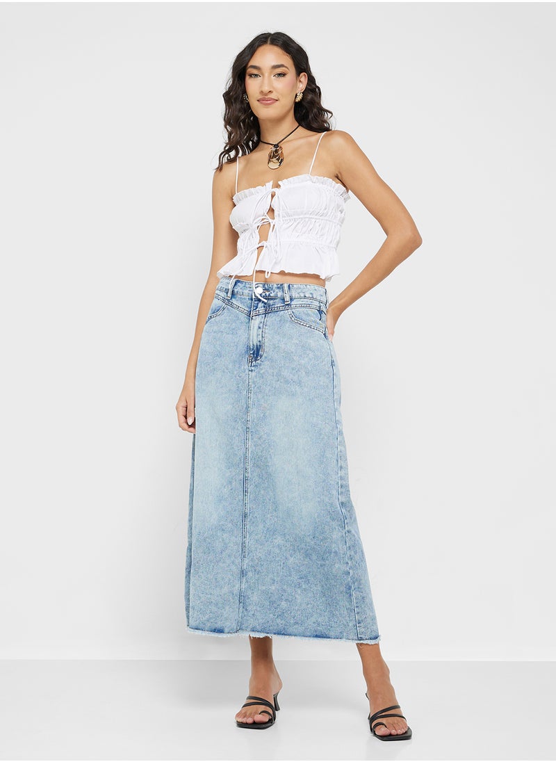 Denim A Line Maxi Skirt