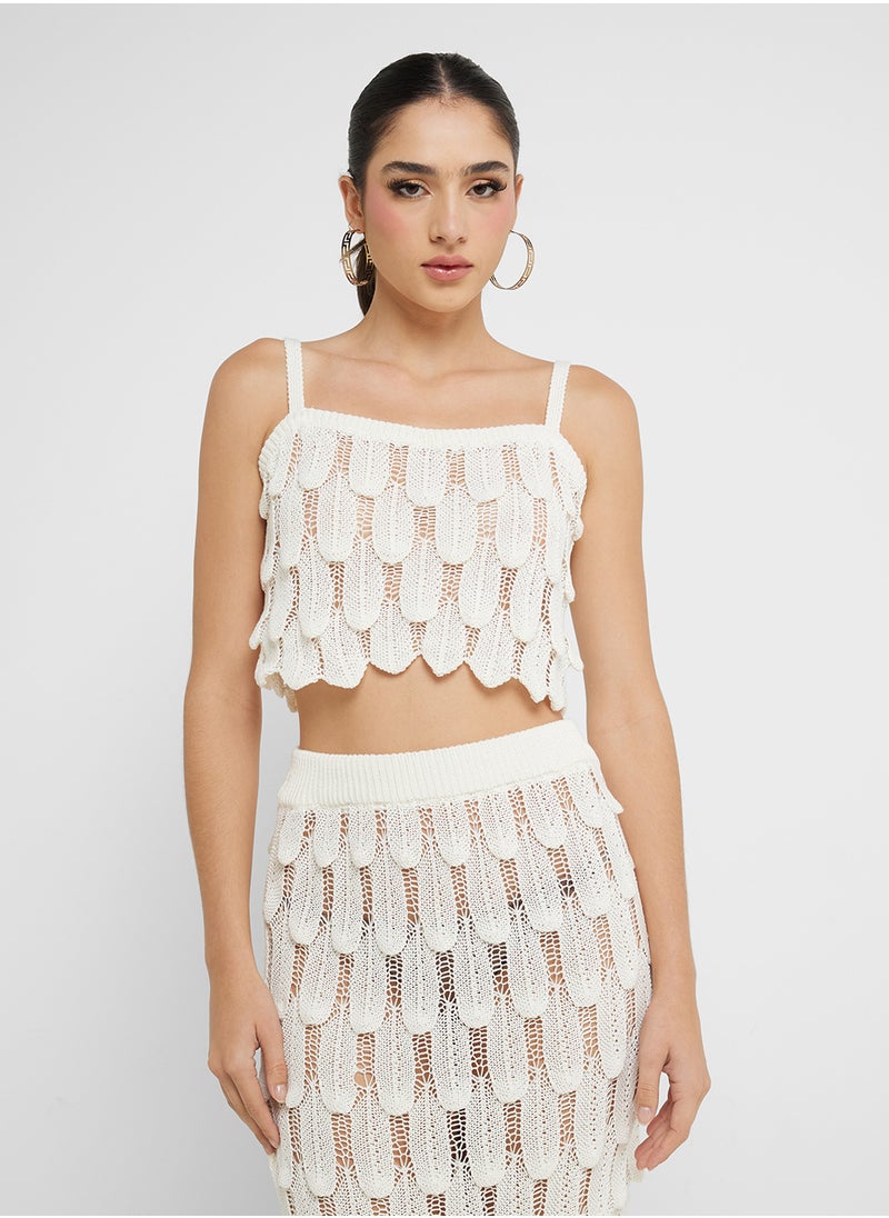 Scallop Detail Knitted Cami Top & Skirt Coord Set