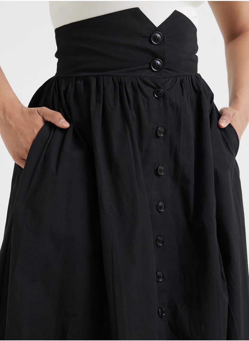 High Waisted A-Line Skirt
