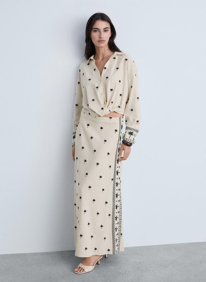 Embroidered Flared Skirt