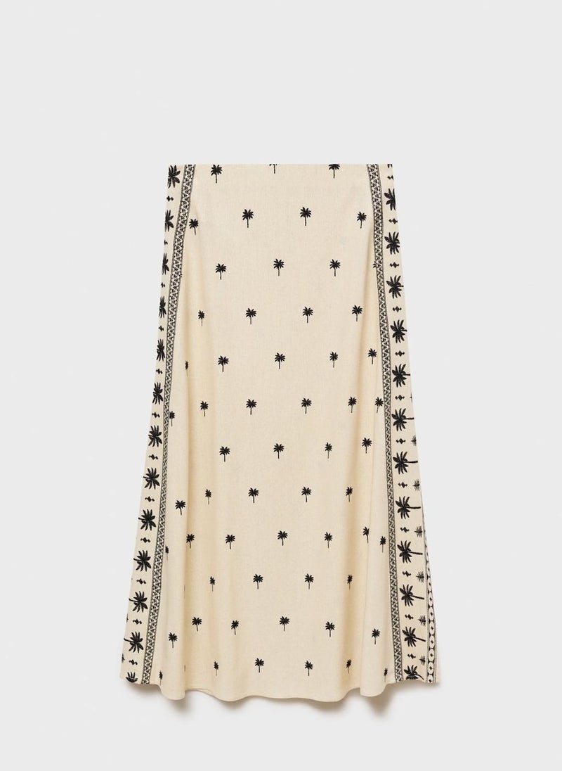 Embroidered Flared Skirt