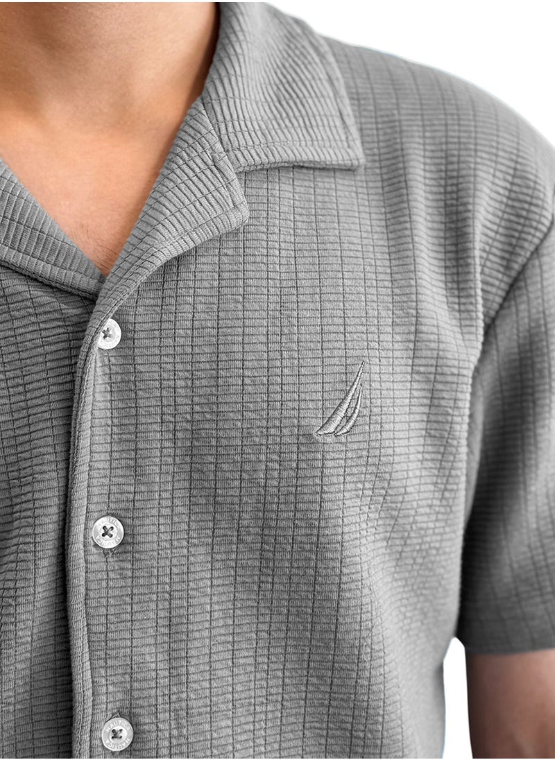 Textured Regular Fit Premium Cotton Cuban Collar Shirt