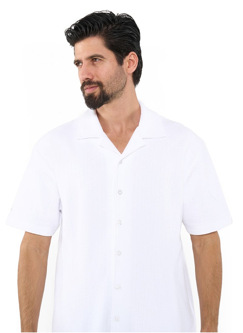 Textured Regular Fit Premium Cotton Cuban Collar Shirt