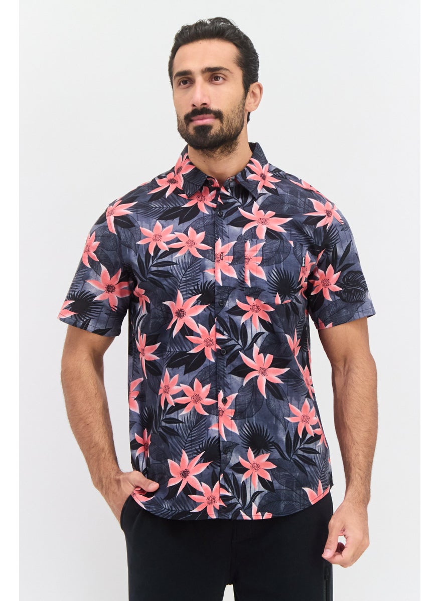 Men Regular Fit Short Sleeves Outdoor Shirt, Black