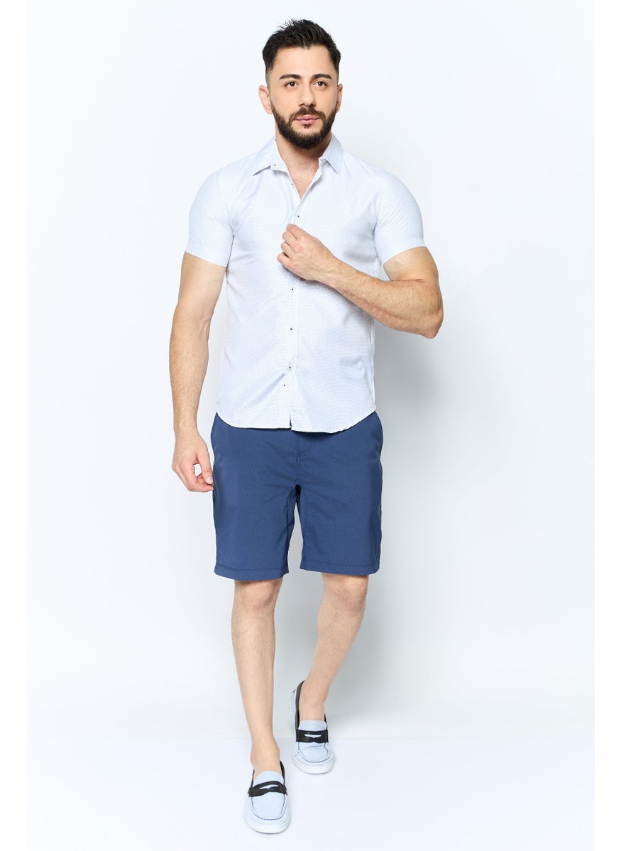 Men Regular Fit Allover Print Short Sleeves Casual Shirt, White