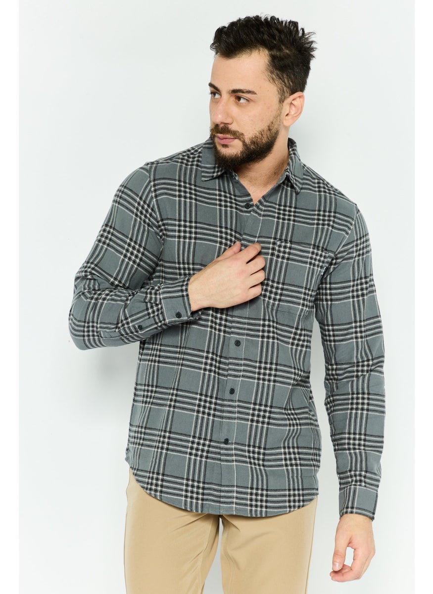 Men Regular Fit Plaid Long Sleeves Casual Shirt, Multicolor