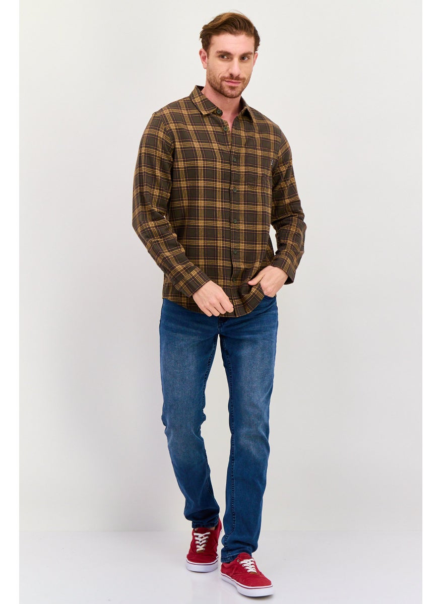 Men Regular Fit Plaid Long Sleeve Casual Shirts, Multicolor