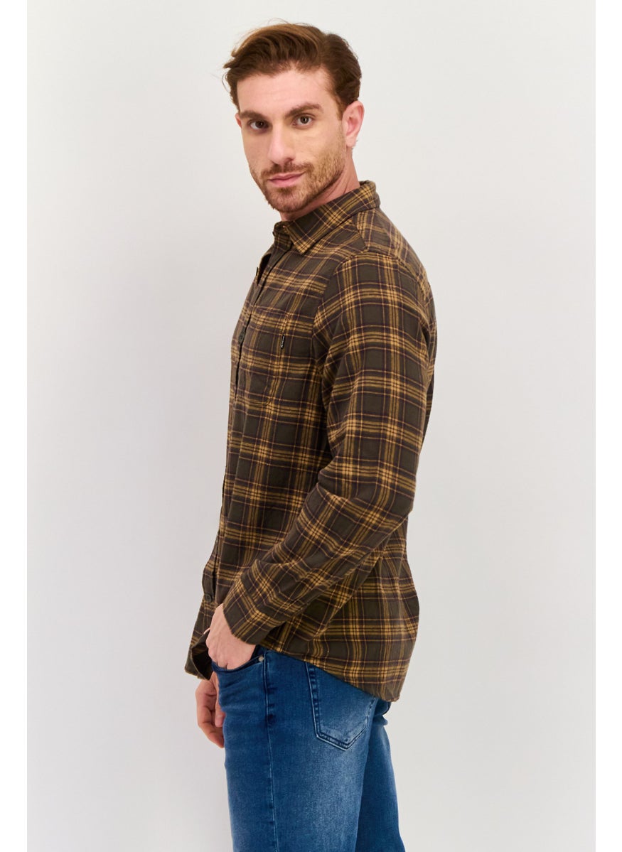 Men Regular Fit Plaid Long Sleeve Casual Shirts, Multicolor